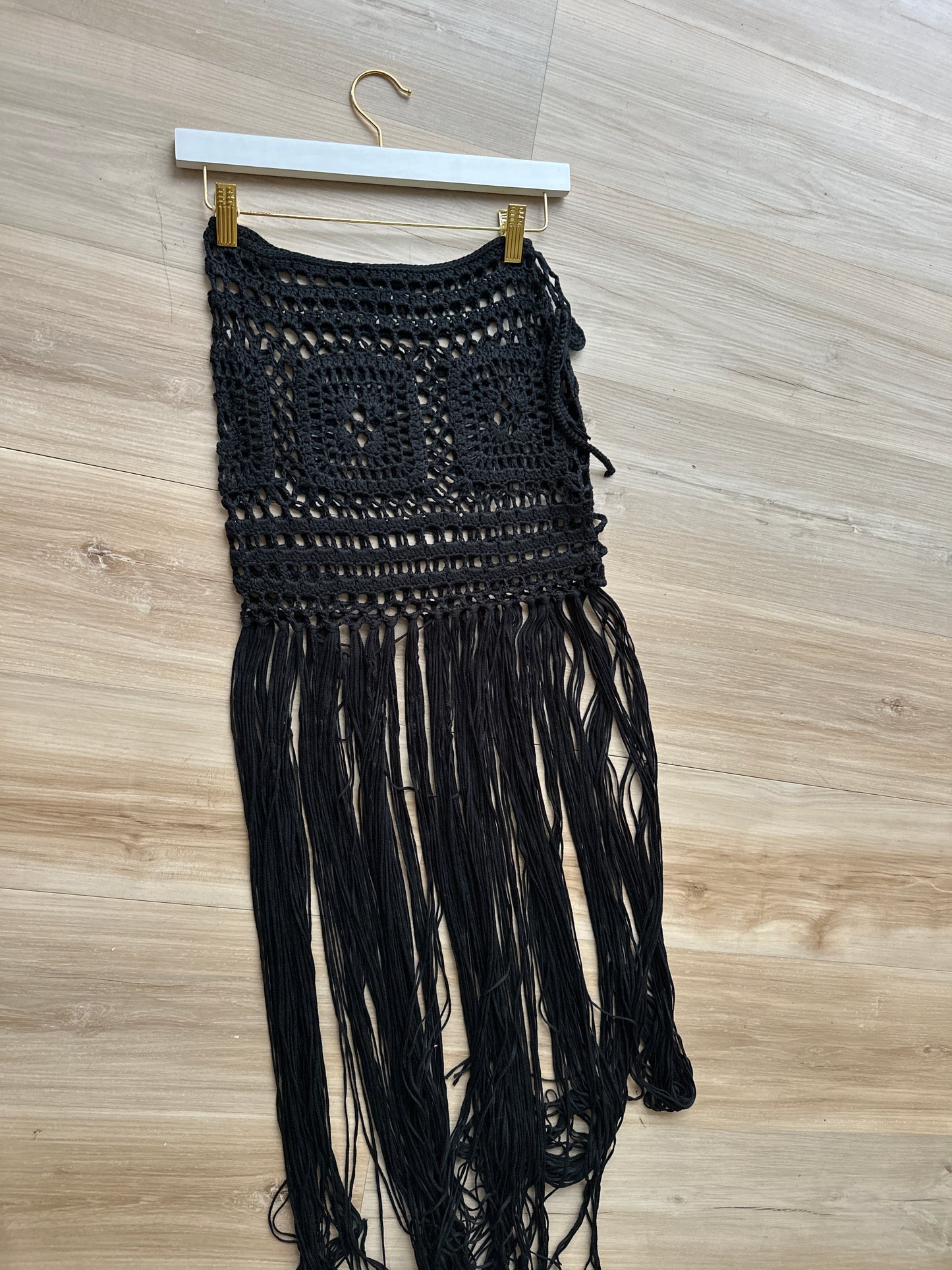 Black crochet cover up skirt