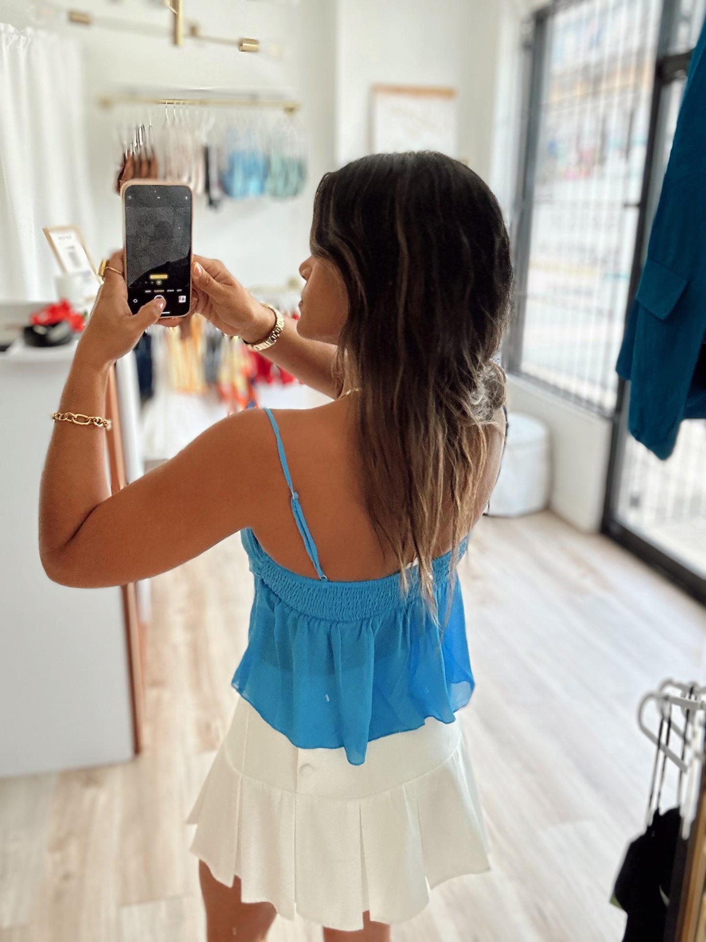 Little flower chiffon top (blue)
