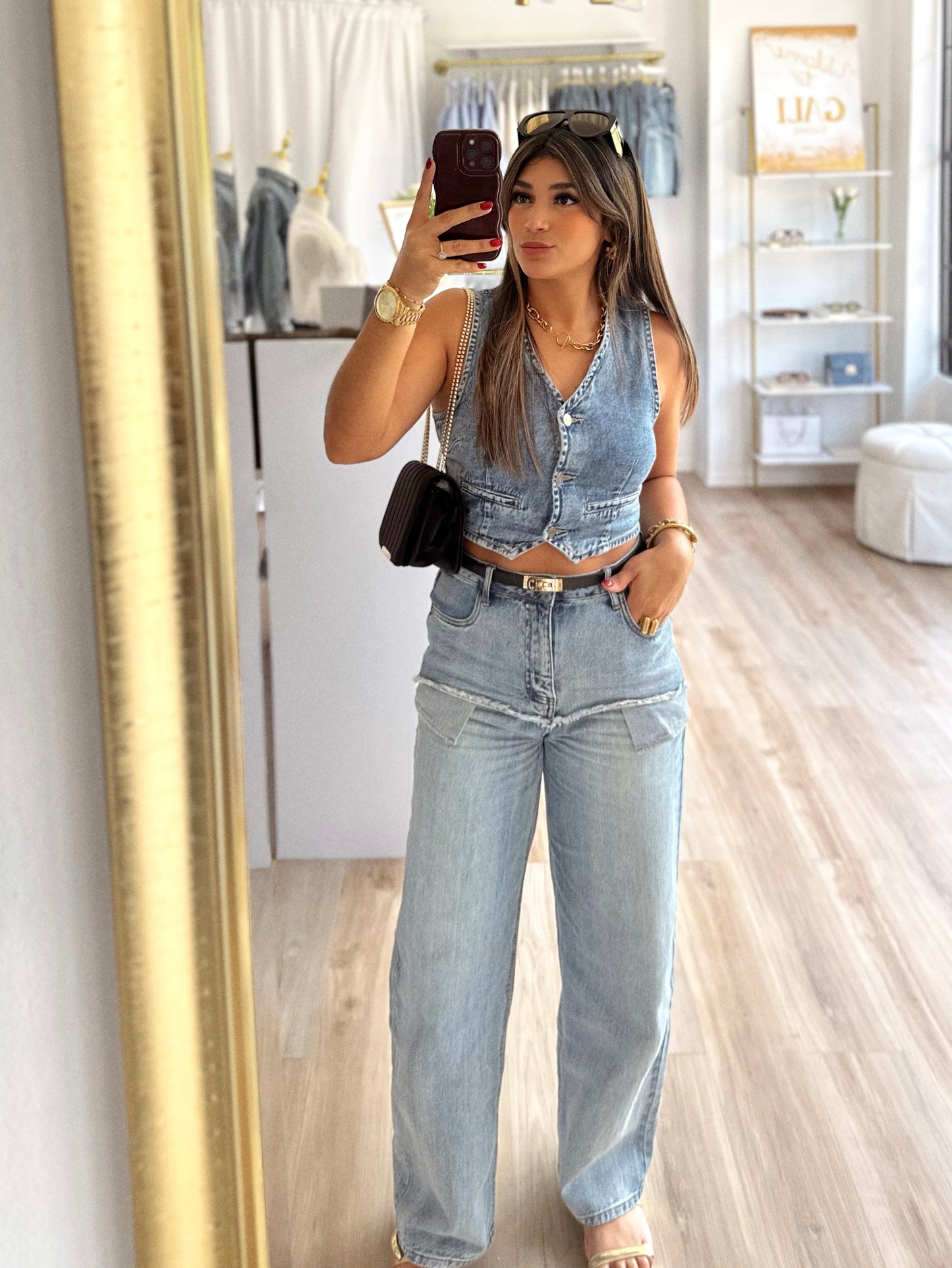 Denim vest top