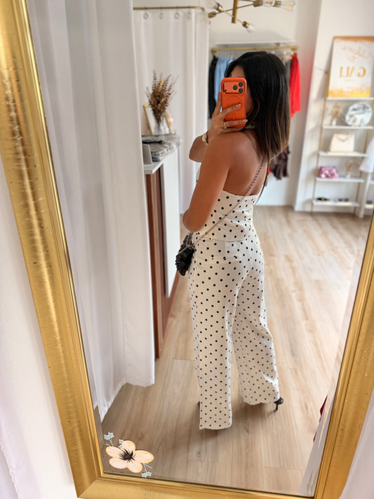 Dotted high waisted pant