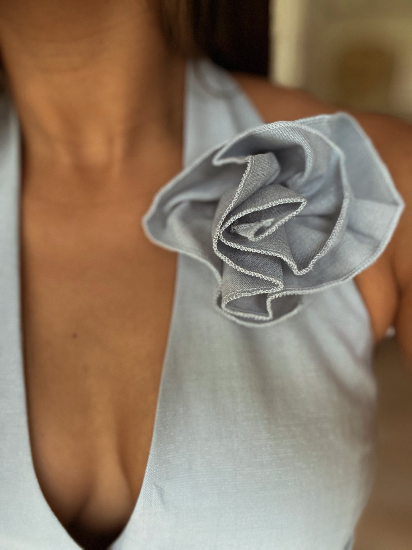 Sky blue flowered vest top