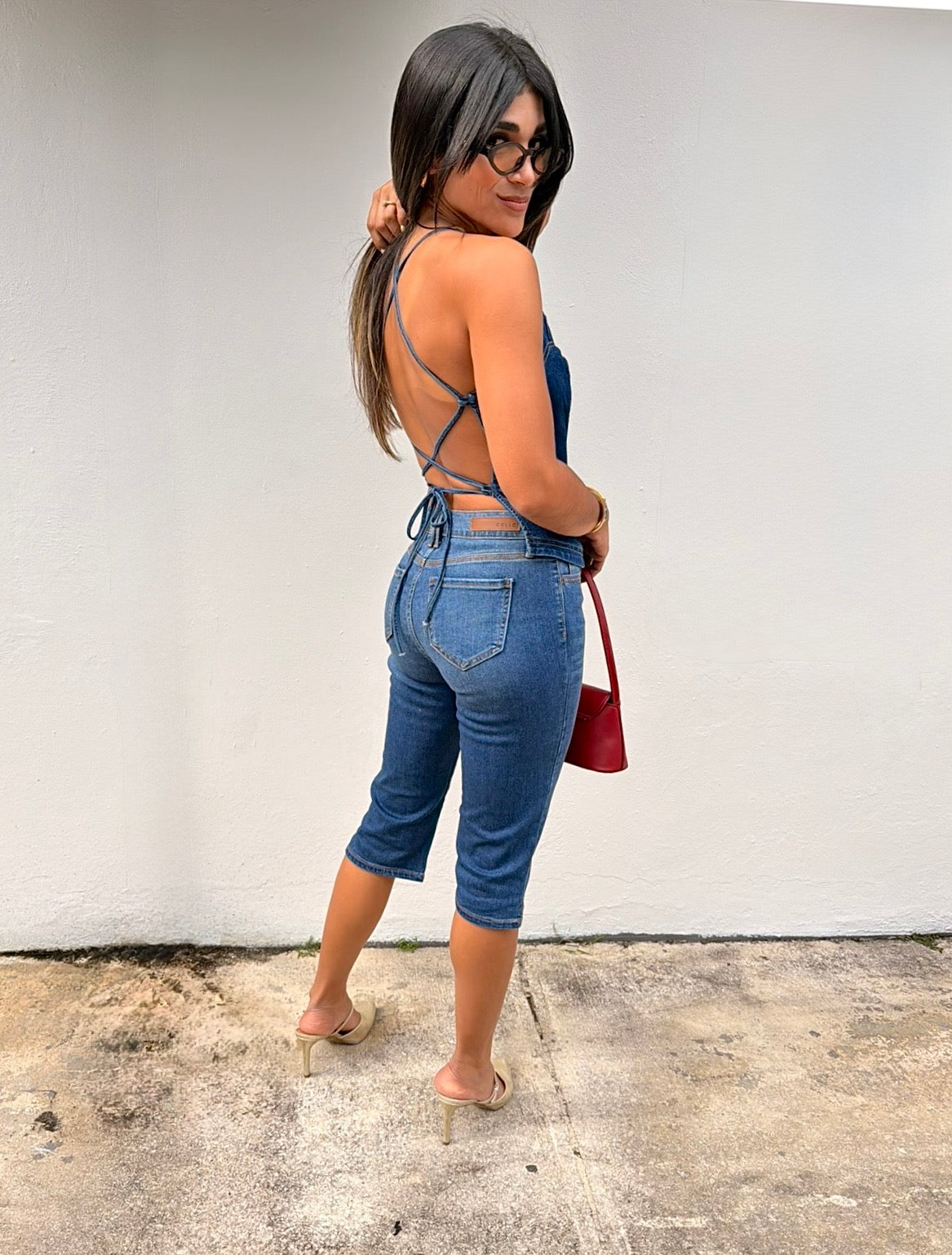 The Icon Cross Back Denim Top