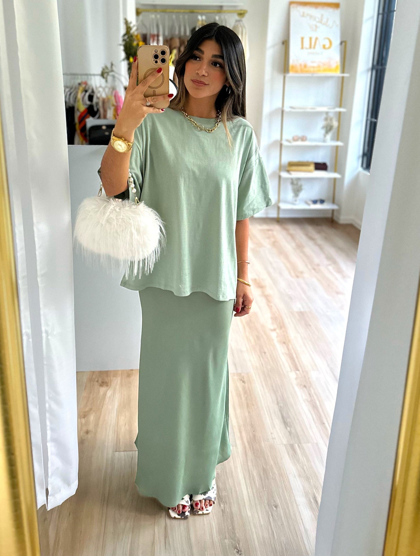Dusty sage oversized top