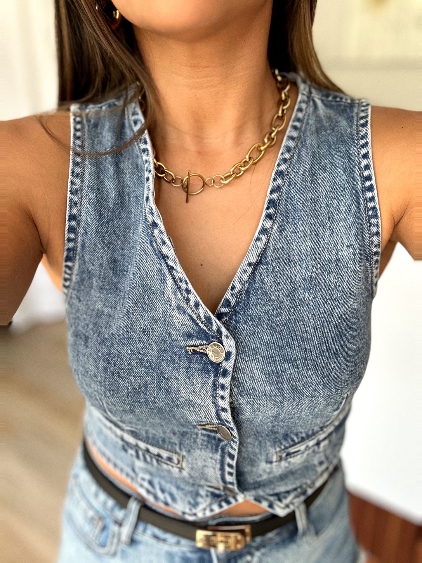 Denim vest top