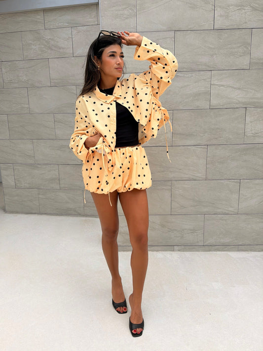 The Peachy Yellow Polka Dot Bubble Shorts