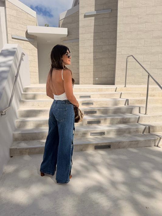 Open x wide leg denim