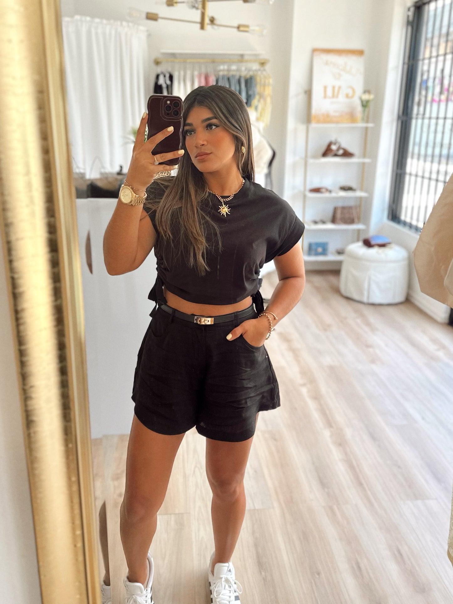 Linen shorts black
