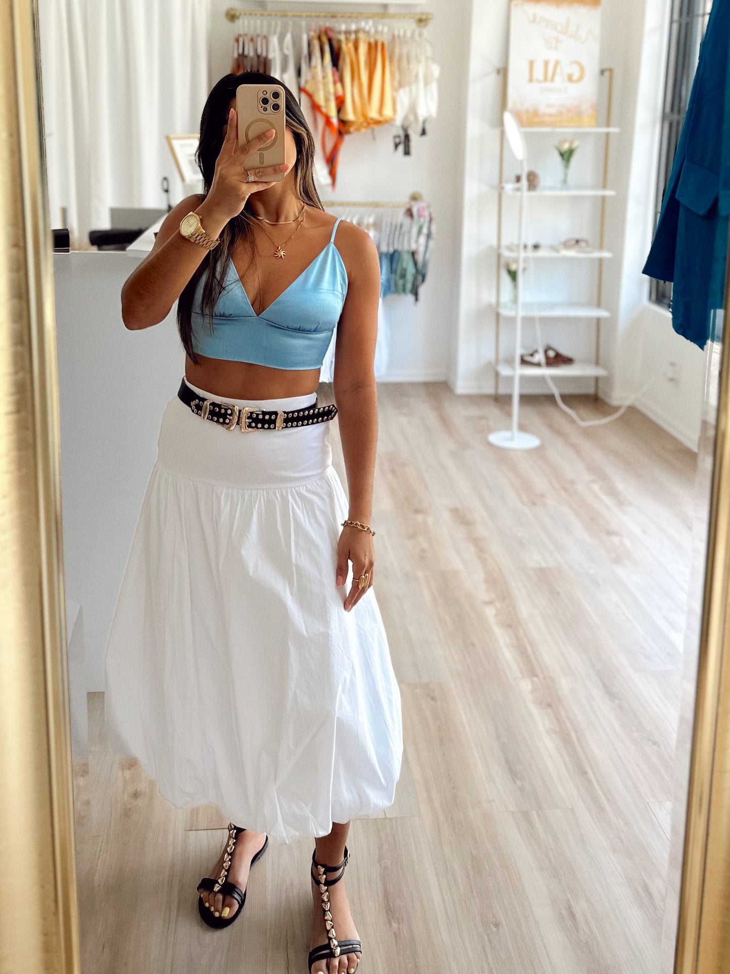 Maxi contrast balloon skirt