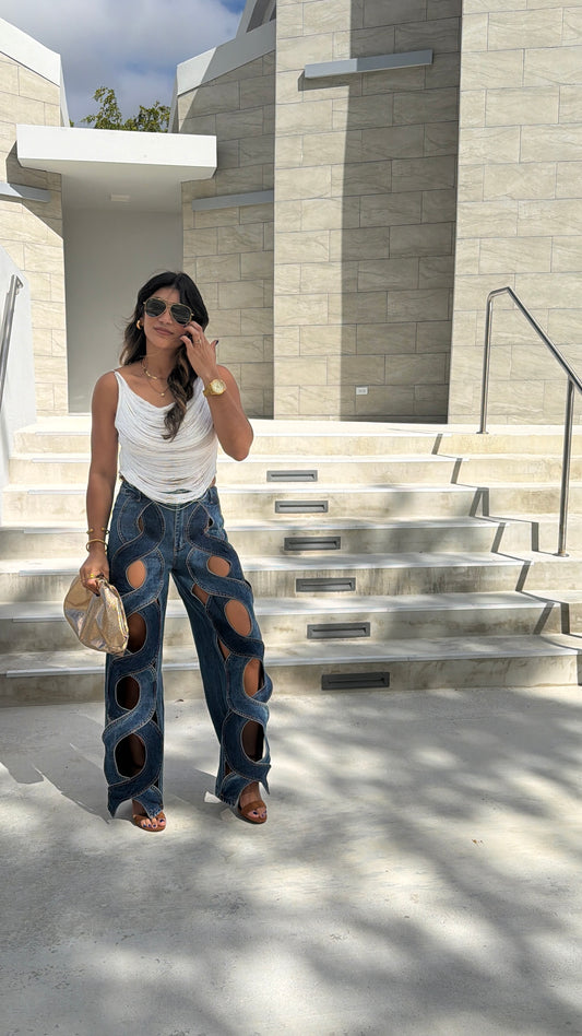 Open x wide leg denim