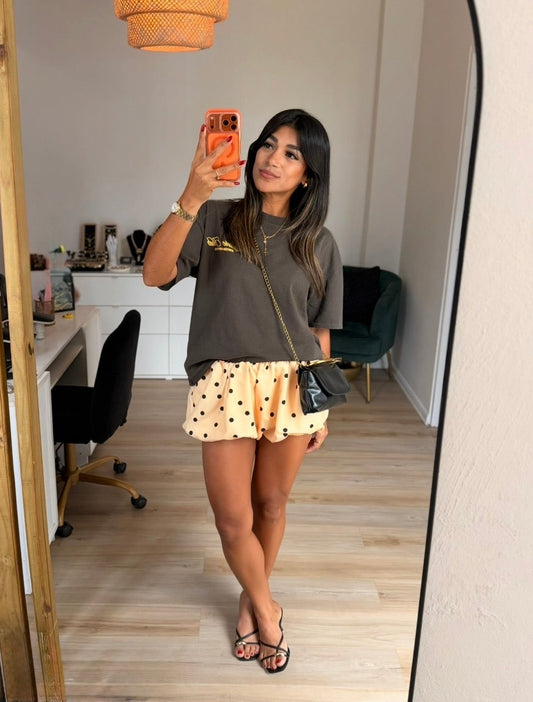 The Peachy Yellow Polka Dot Bubble Shorts