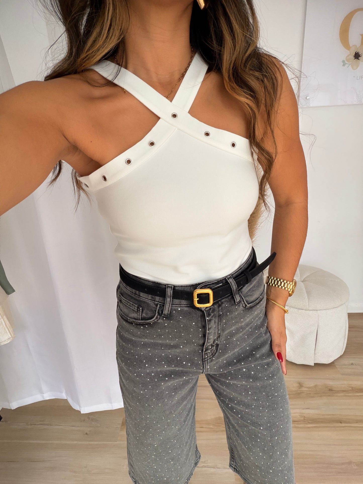 The V neck bodysuit (white)