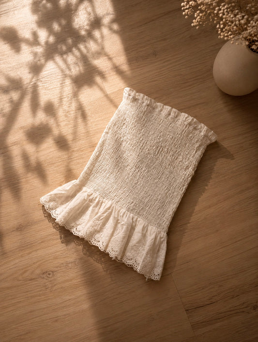 The Eyelet Smocked Tube Top
