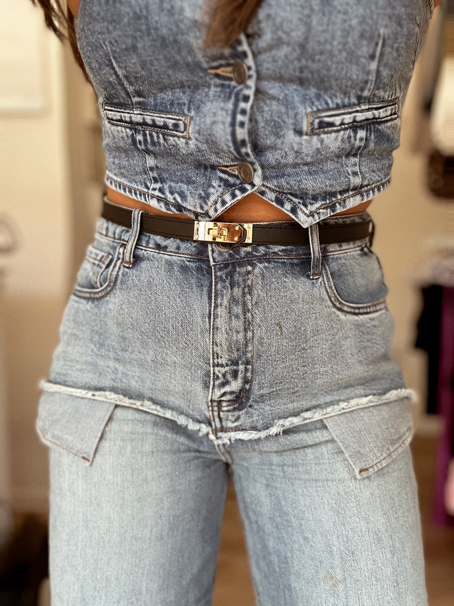 Doble pocket high waist denim
