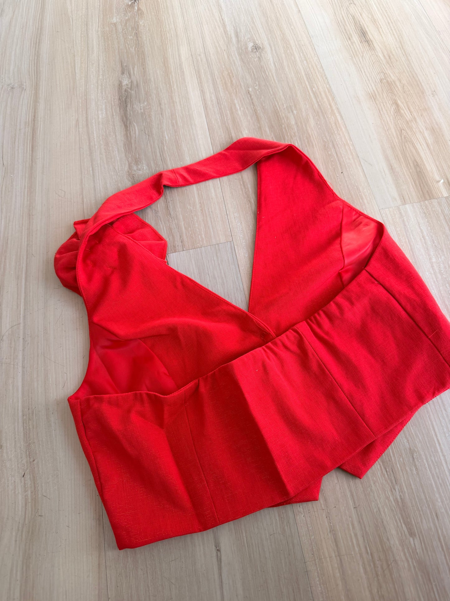 Flower detail red vest top