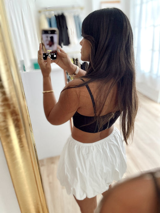 Lace x mesh bralette (black)