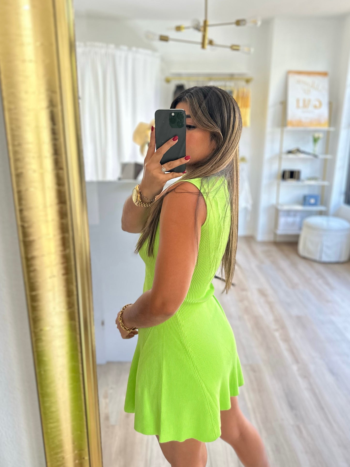Apple green dress