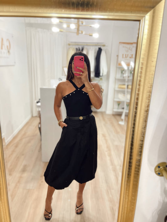 European midi x bubble skirt (black)