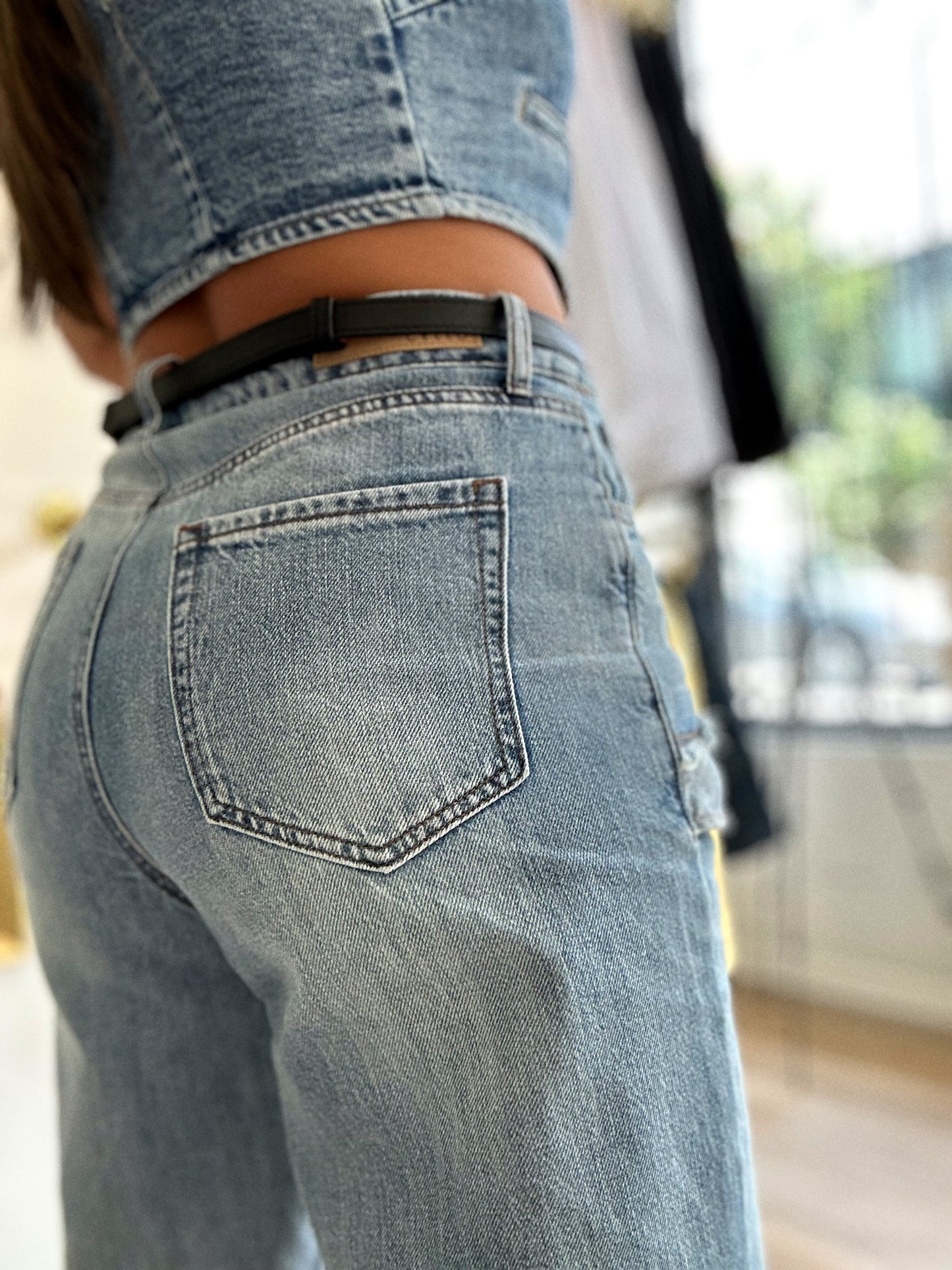 Doble pocket high waist denim