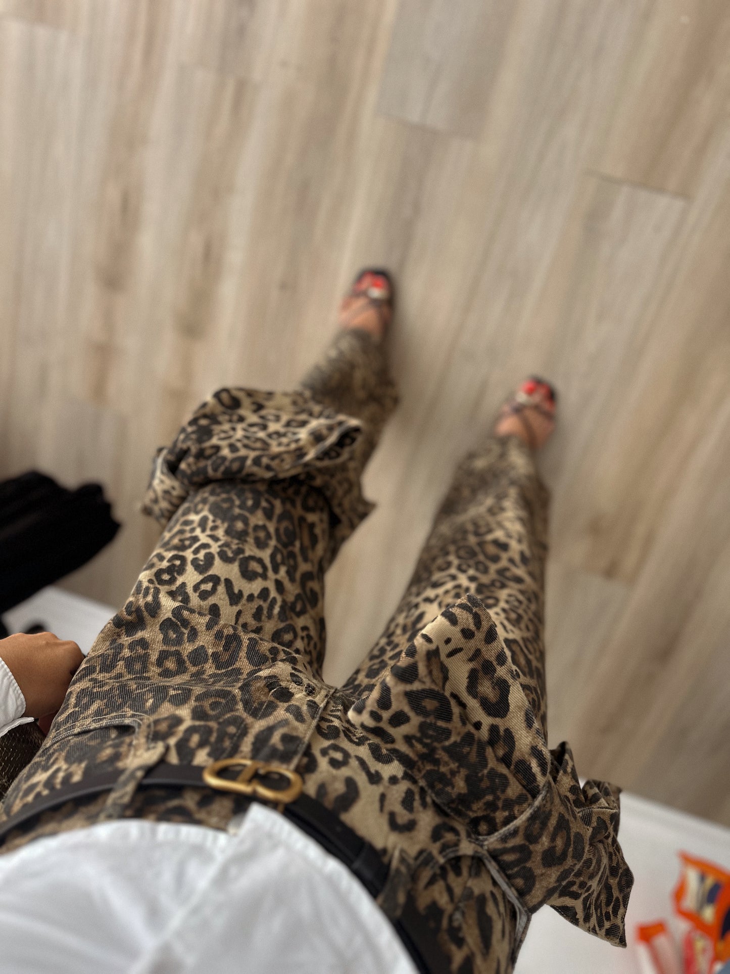 Leopard x bows denim pant