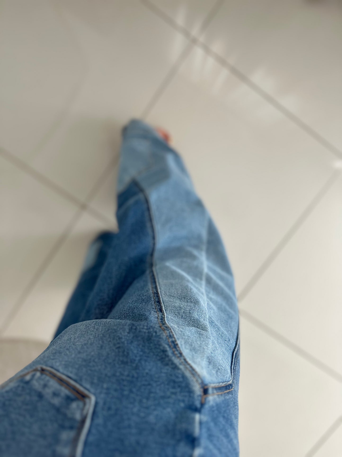 Upside down contrast denim