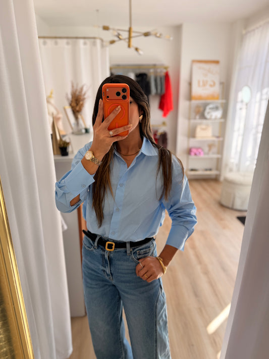 Oxford blue bossy top