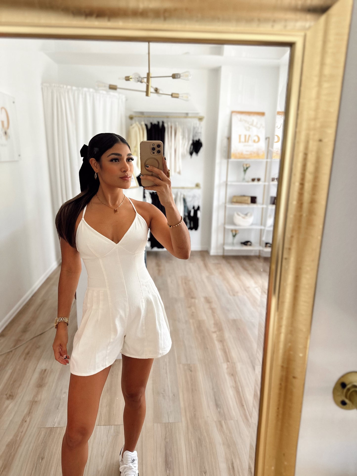 White denim romper