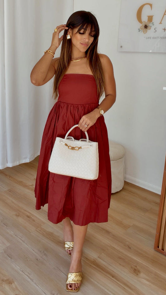 Wine flare midi dress