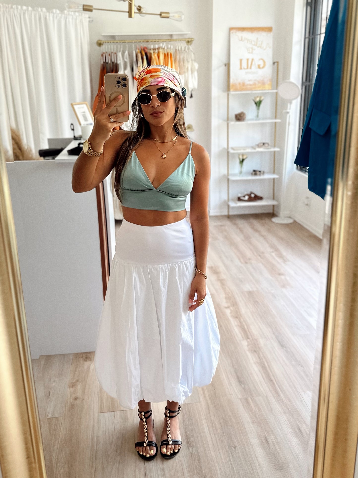 Maxi contrast balloon skirt