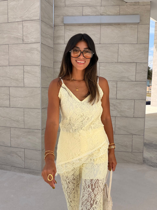 The Butter Asymmetrical Lace Top
