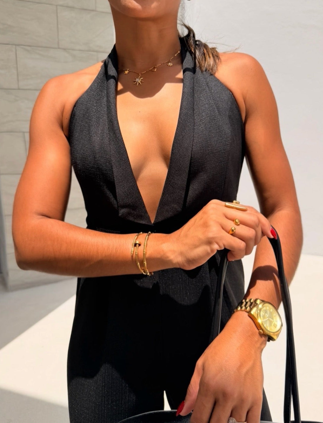 Tailored x halter neck jumpsuit