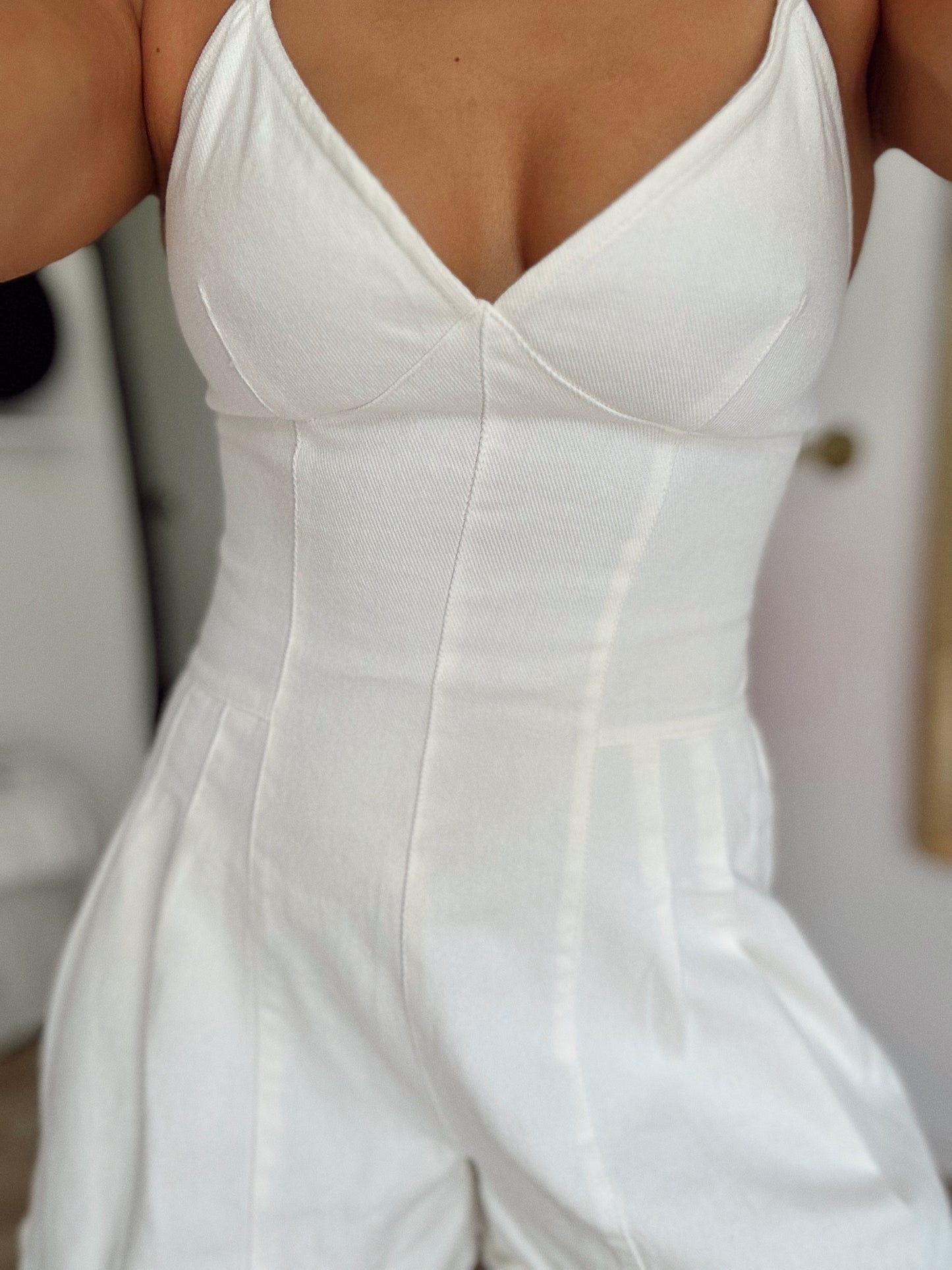 White denim romper