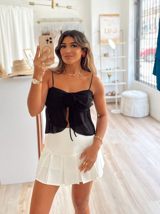 Little flower chiffon top (black)