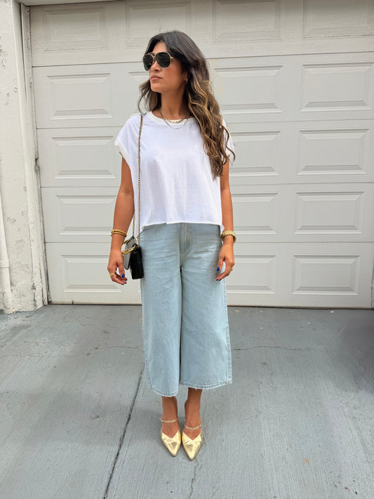 Open back detail knit top (white)