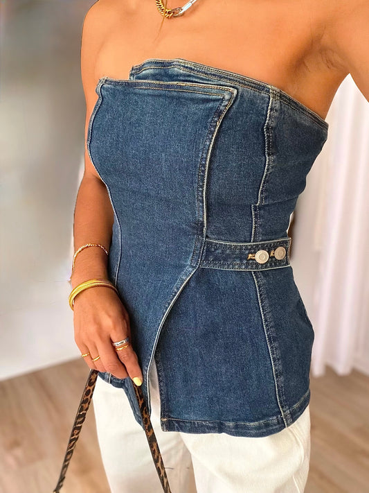 The wrapped denim top