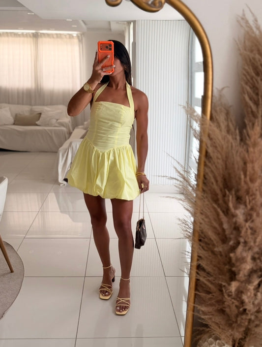 The Limoncello Bubble Mini Dress