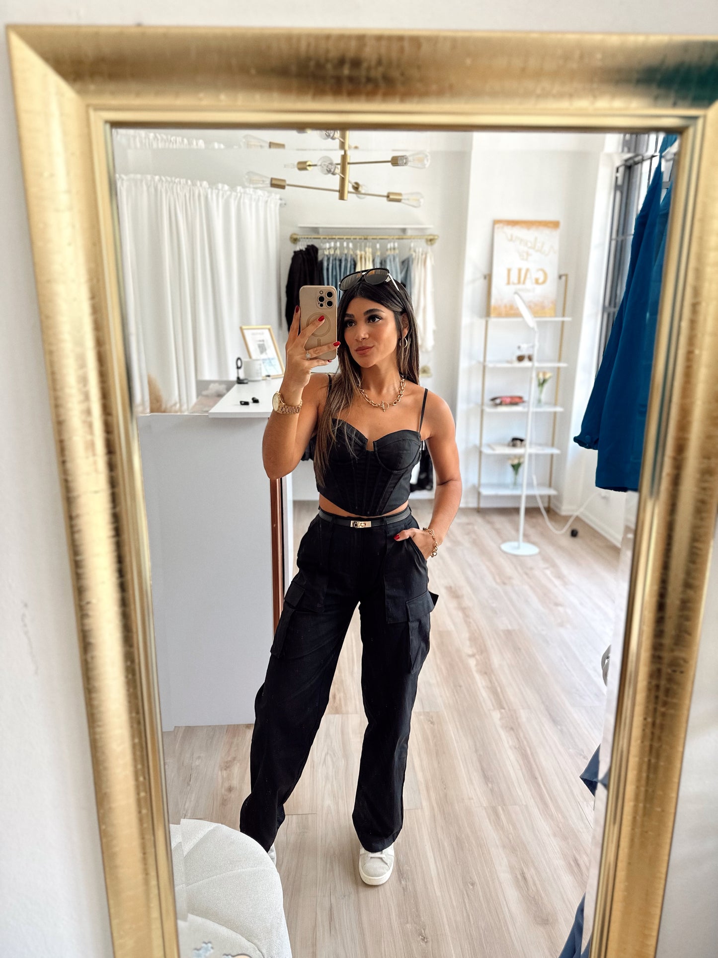 Black corset & cargo pants set