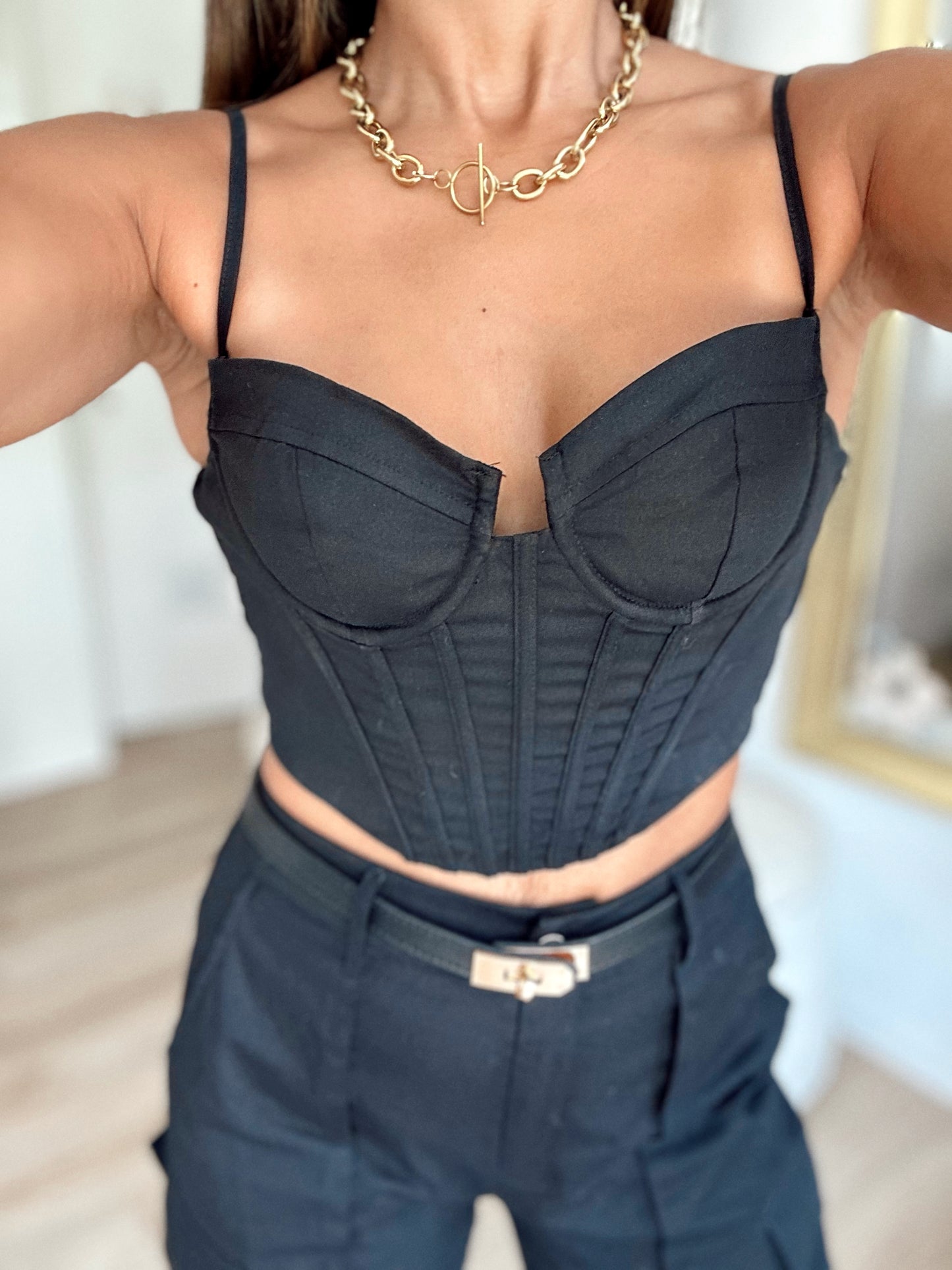 Black corset & cargo pants set