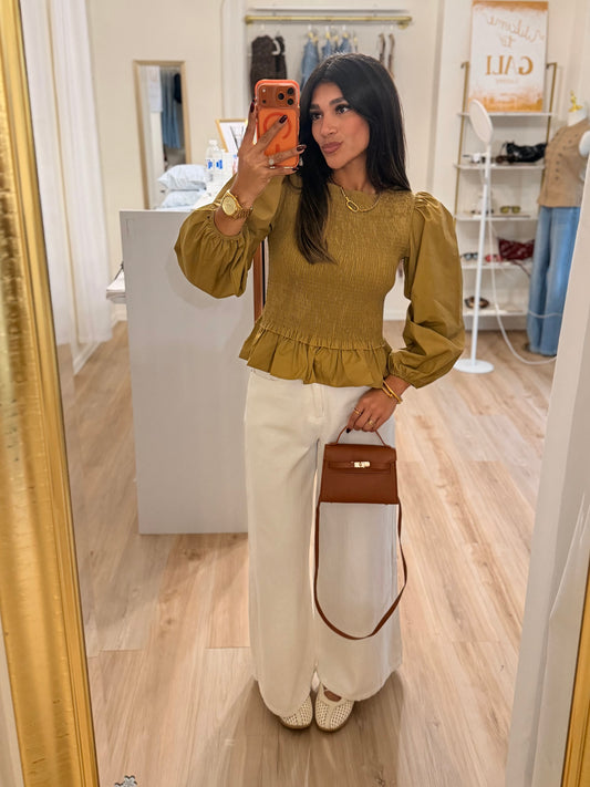 The Puff Sleeve Mustard Top