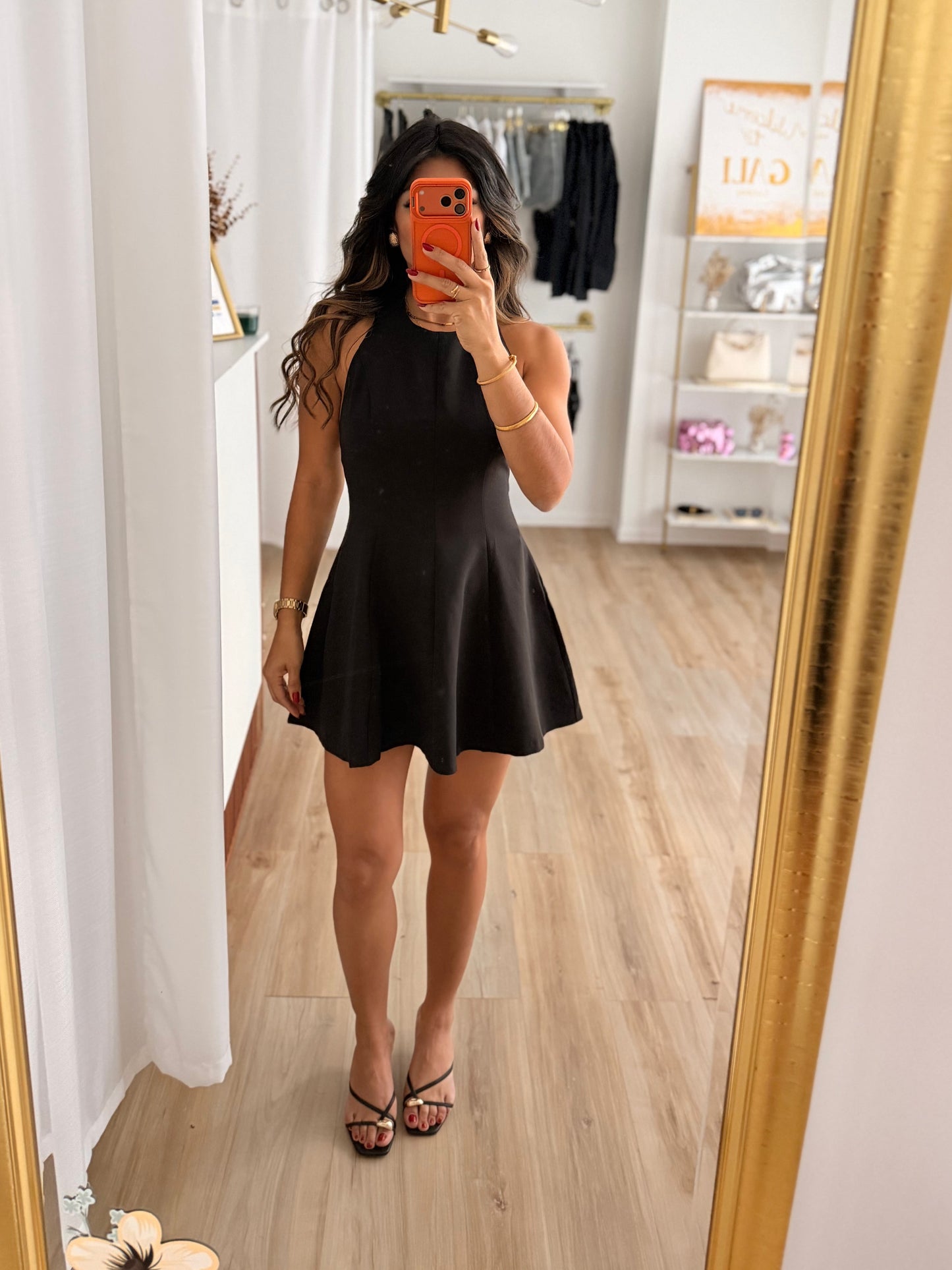 Back out little black halter dress