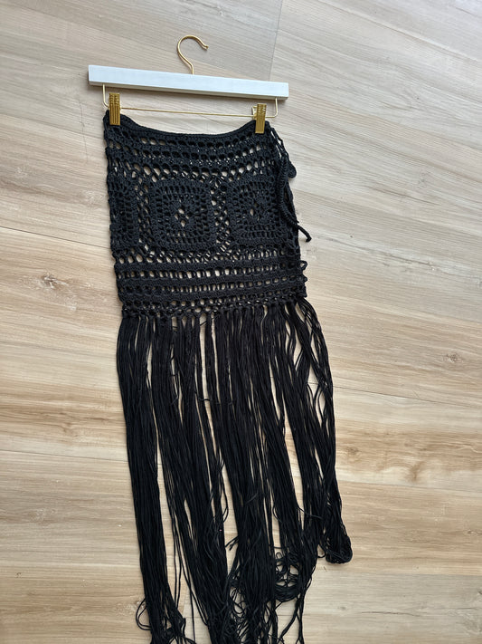 Black crochet cover up skirt