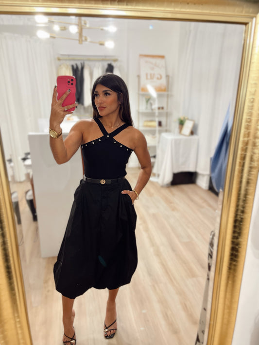 Black V neck bodysuit