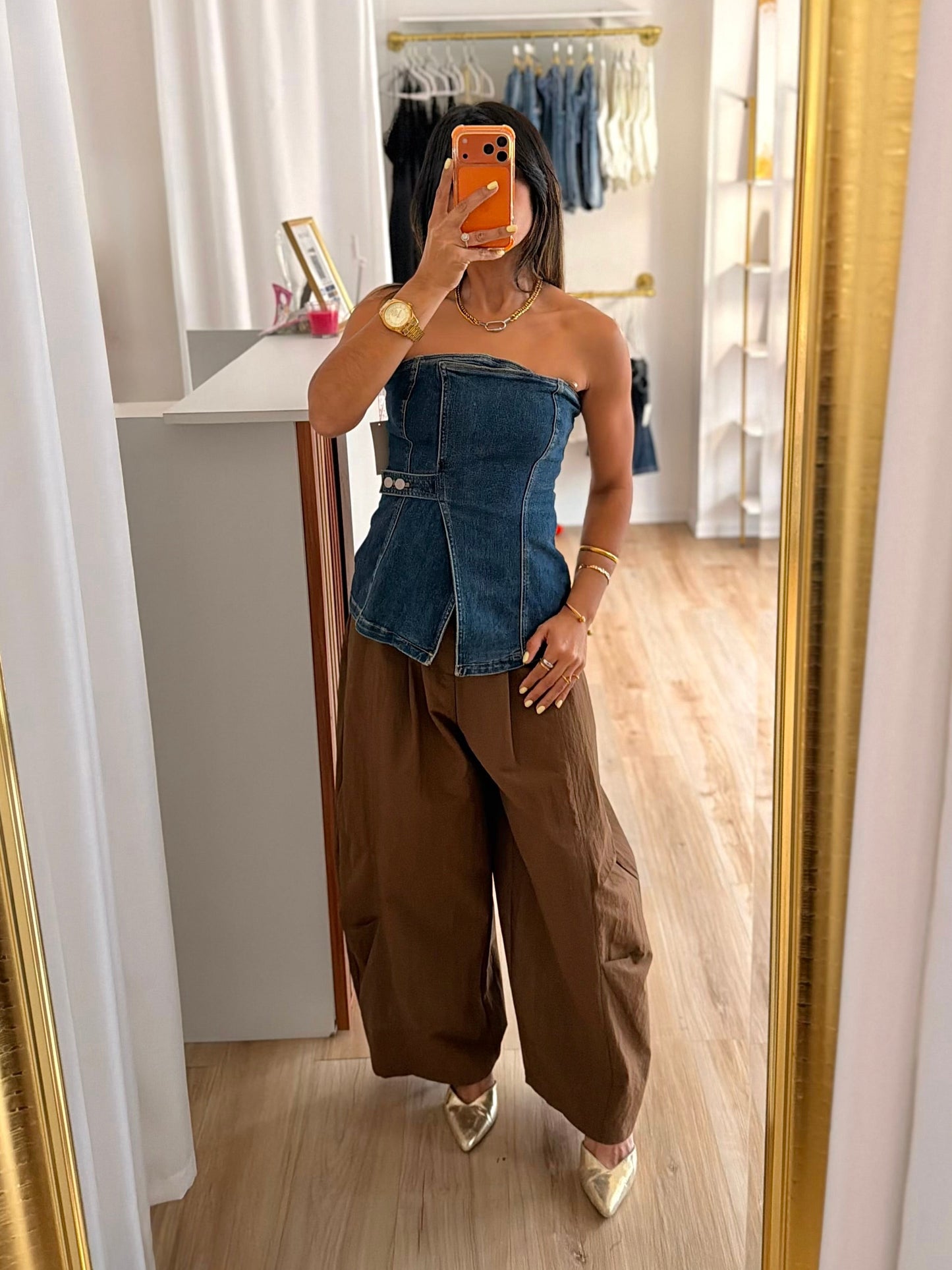 The wrapped denim top