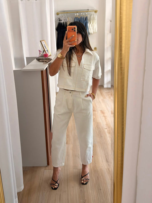 The white soft barred denim