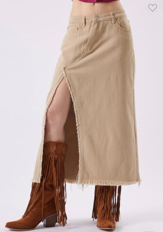 Khaki asymmetrical skirt