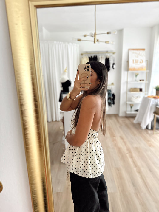 Polka dot french halter top