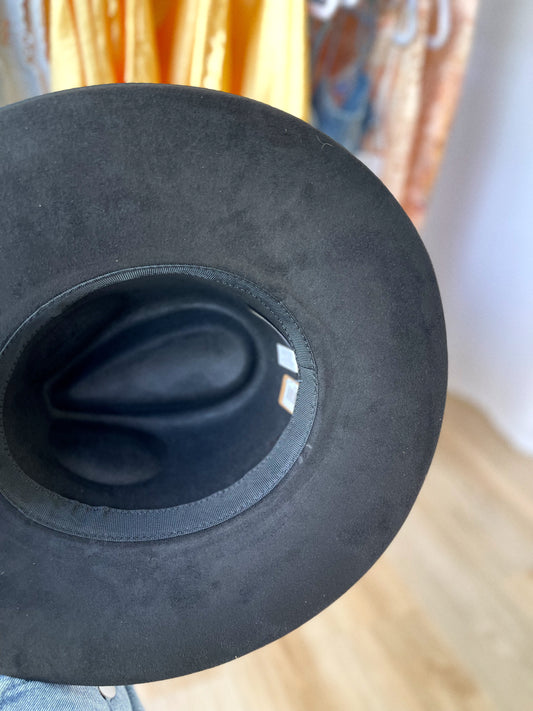 Golden charms black fedora
