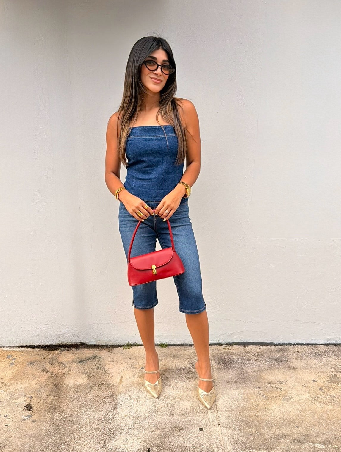 The Icon Cross Back Denim Top