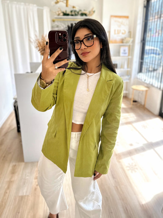 Apple green linen blazer