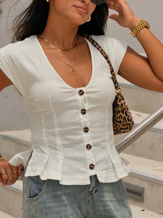 The Hourglass Silhouette Linen Top