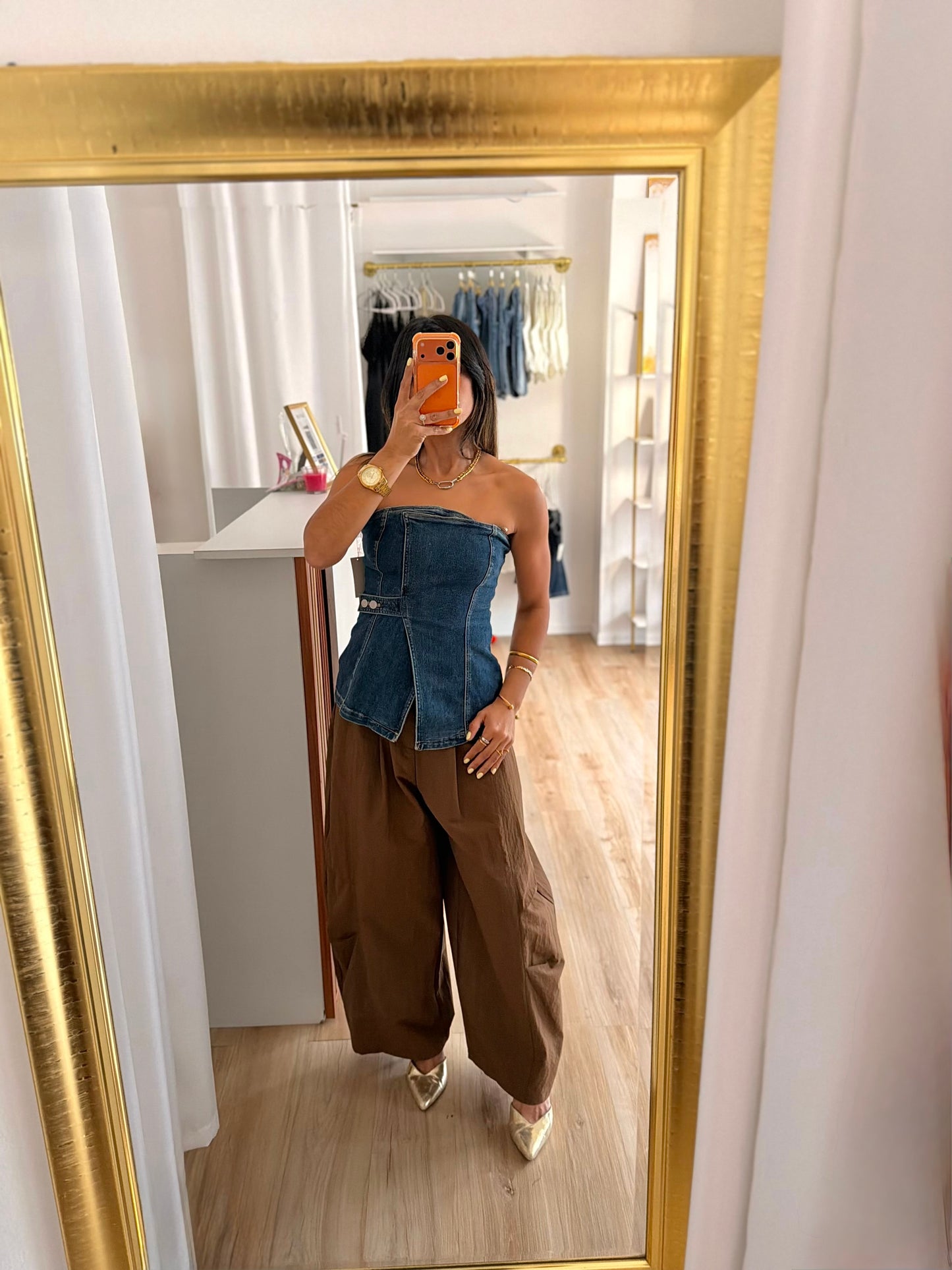 Chocolate parachute wide pants